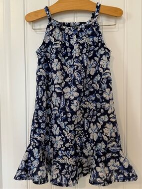 Vineyard Vines Girls Floral Dress Size 4T Blue Tropical Sundress Summer